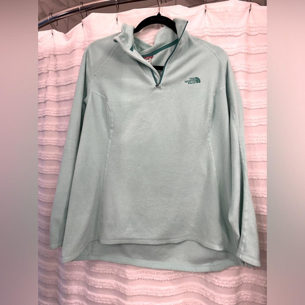 North Face Women’s 3/4 Zip Pullover - Aqua Blue Size XL